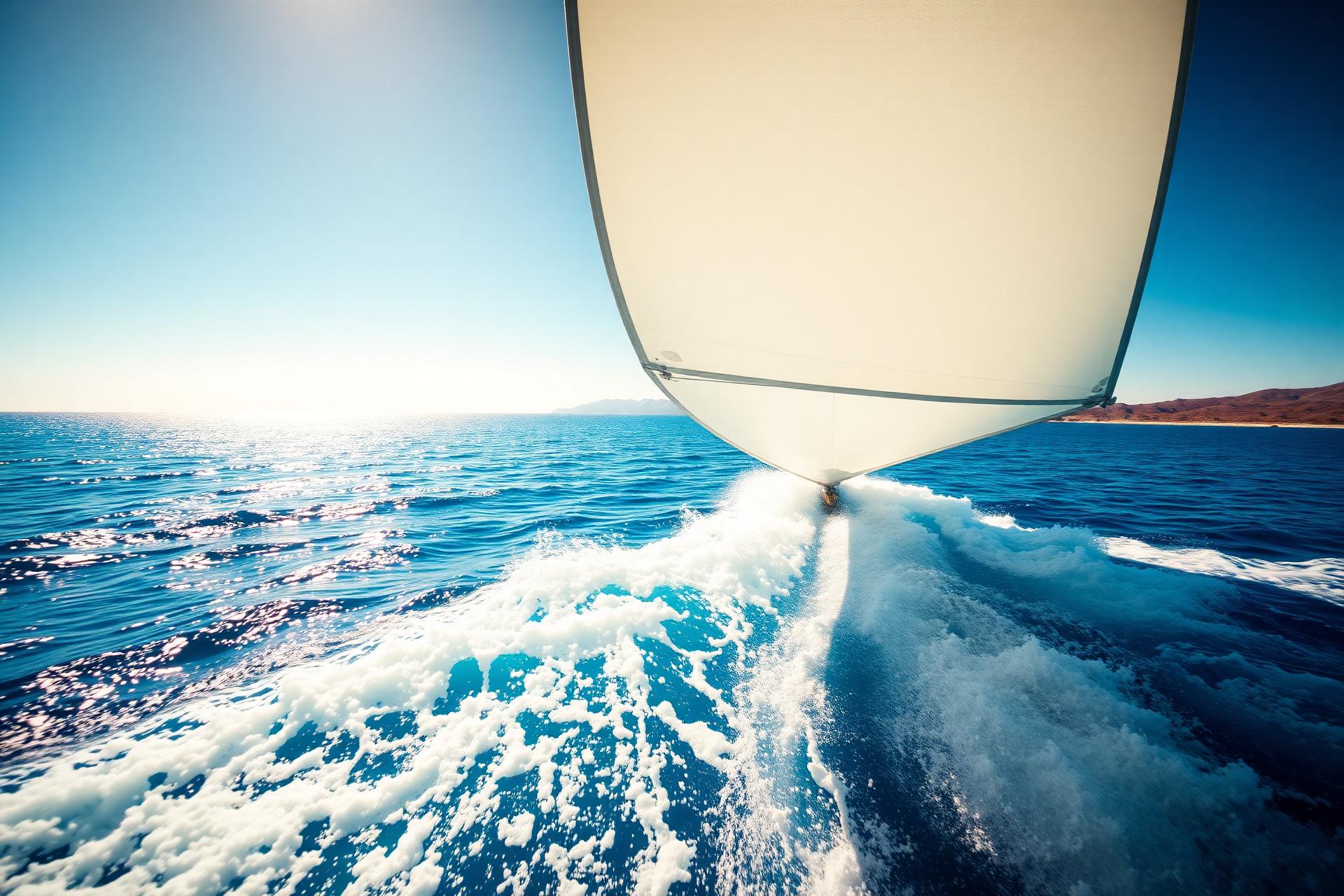 Segelboot bei klarem Tageslicht auf blauem Wasser